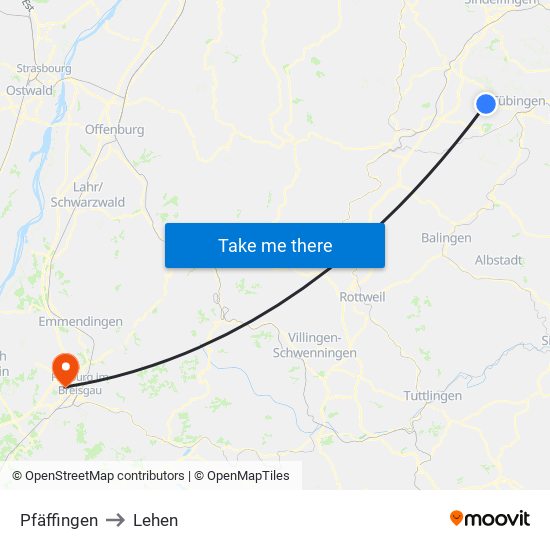 Pfäffingen to Lehen map