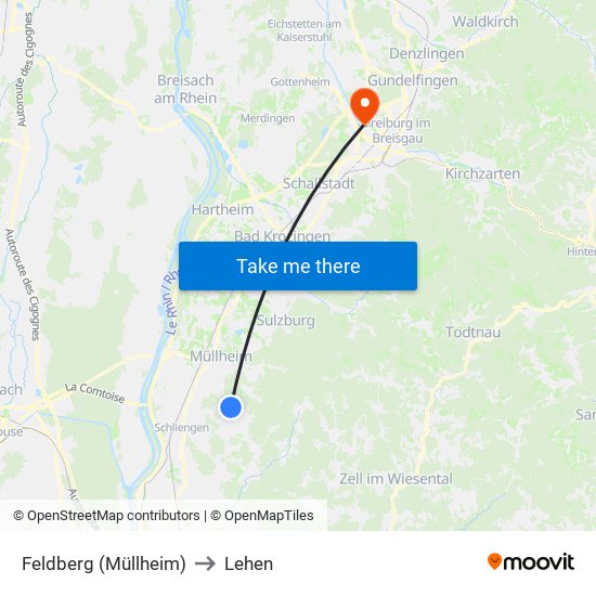 Feldberg (Müllheim) to Lehen map