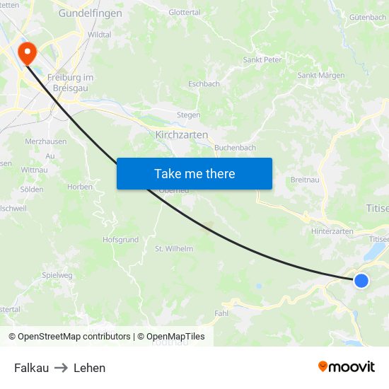 Falkau to Lehen map