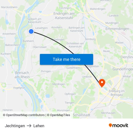 Jechtingen to Lehen map