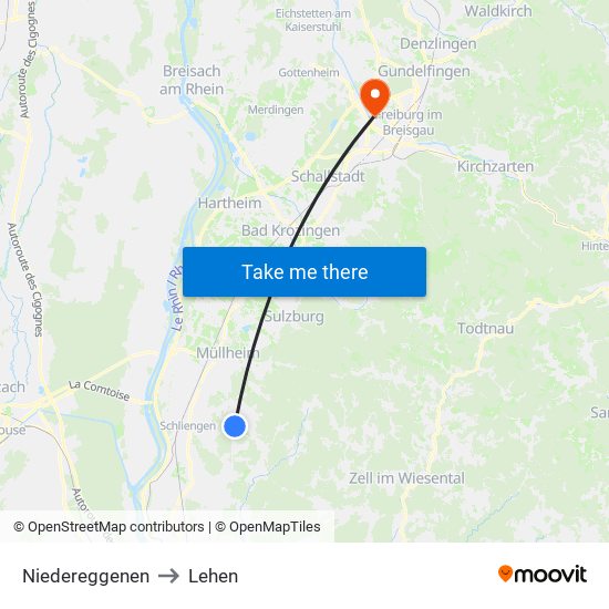 Niedereggenen to Lehen map