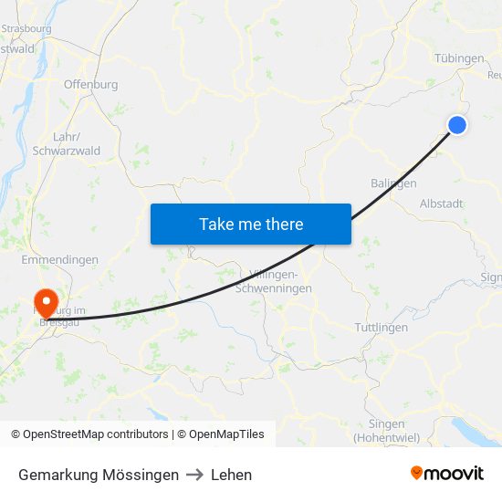 Gemarkung Mössingen to Lehen map