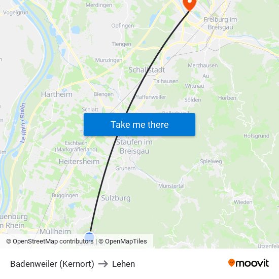 Badenweiler (Kernort) to Lehen map