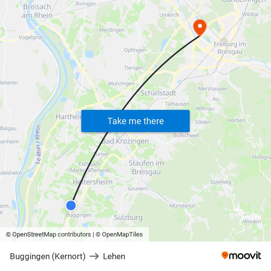 Buggingen (Kernort) to Lehen map