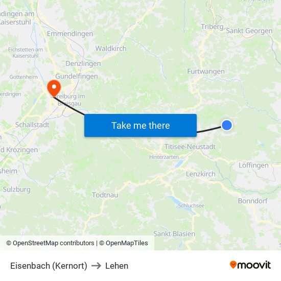 Eisenbach (Kernort) to Lehen map