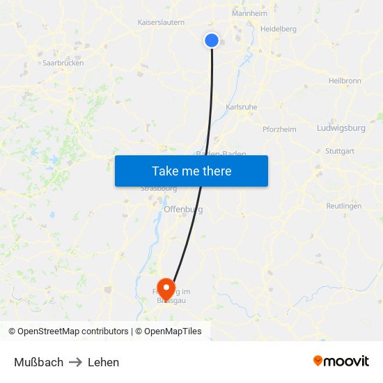 Mußbach to Lehen map