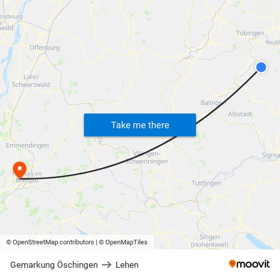 Gemarkung Öschingen to Lehen map