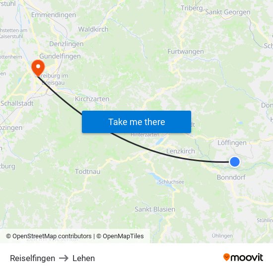 Reiselfingen to Lehen map
