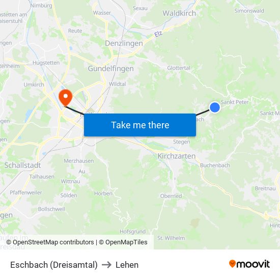 Eschbach (Dreisamtal) to Lehen map