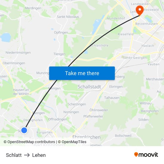 Schlatt to Lehen map