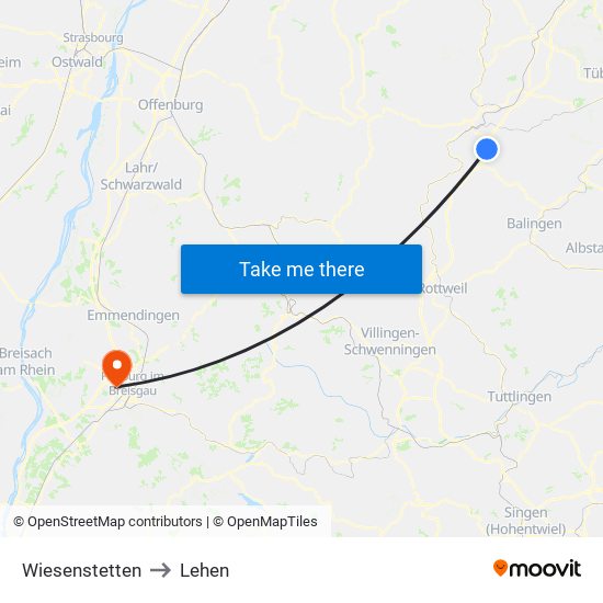 Wiesenstetten to Lehen map