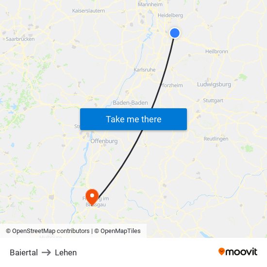 Baiertal to Lehen map