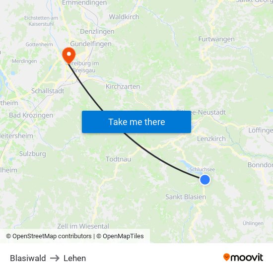 Blasiwald to Lehen map