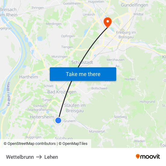 Wettelbrunn to Lehen map