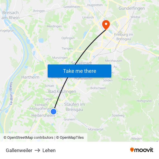 Gallenweiler to Lehen map