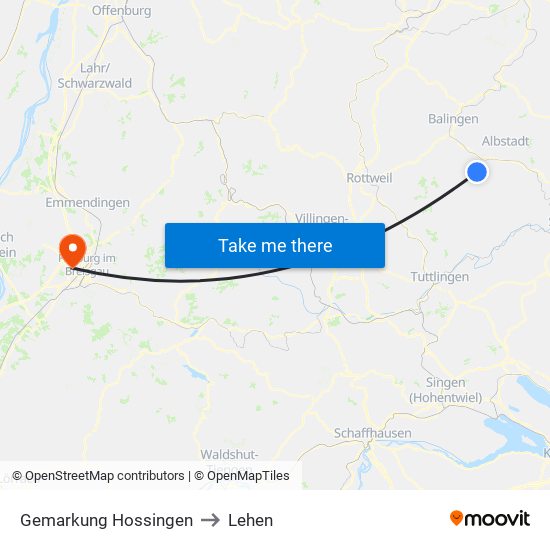 Gemarkung Hossingen to Lehen map