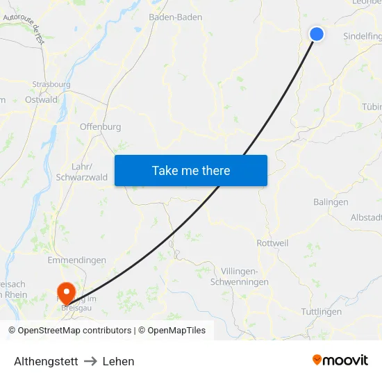 Althengstett to Lehen map