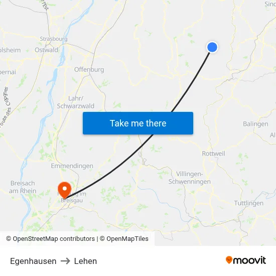 Egenhausen to Lehen map