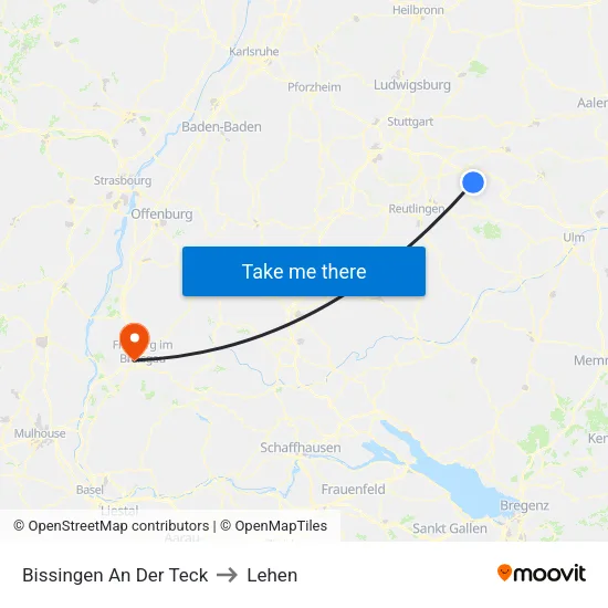 Bissingen An Der Teck to Lehen map
