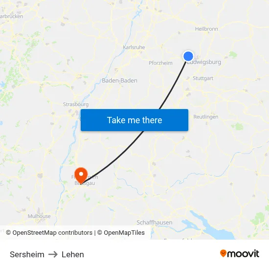 Sersheim to Lehen map