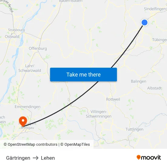 Gärtringen to Lehen map