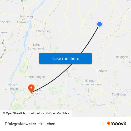 Pfalzgrafenweiler to Lehen map