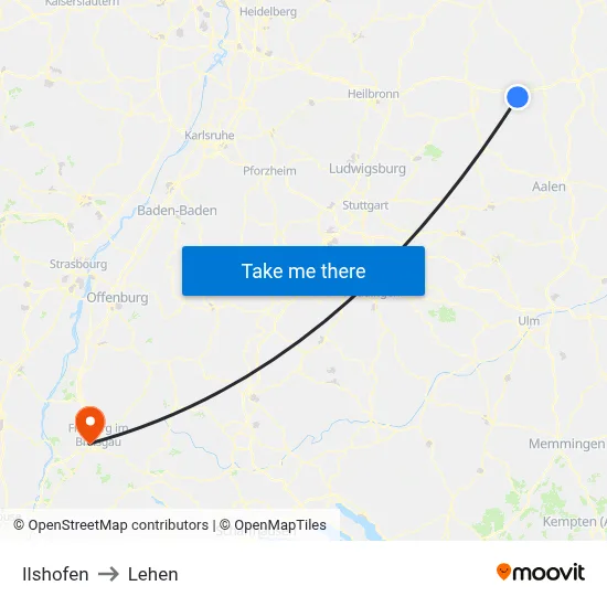 Ilshofen to Lehen map