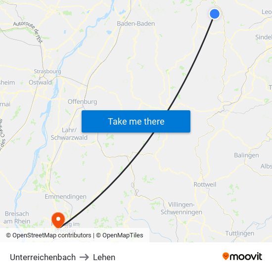 Unterreichenbach to Lehen map