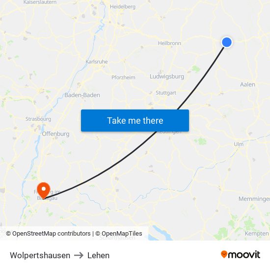 Wolpertshausen to Lehen map