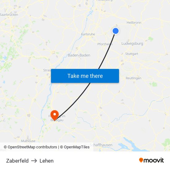 Zaberfeld to Lehen map