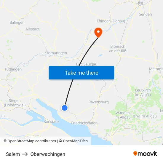 Salem to Oberwachingen map