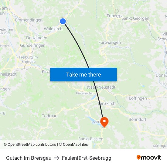 Gutach Im Breisgau to Faulenfürst-Seebrugg map