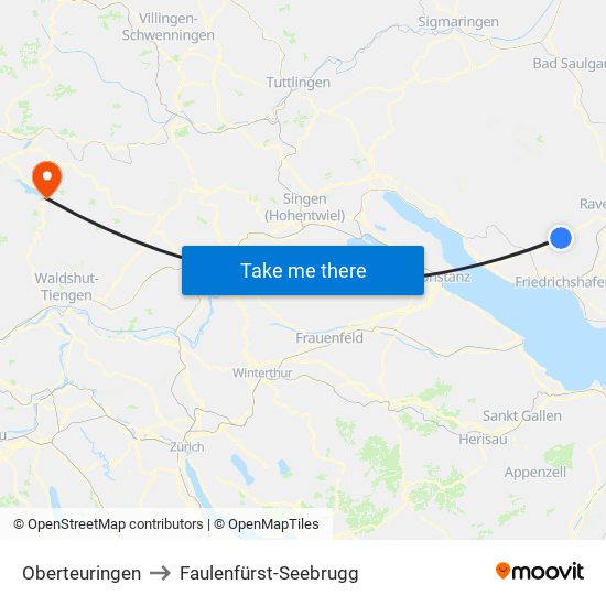 Oberteuringen to Faulenfürst-Seebrugg map