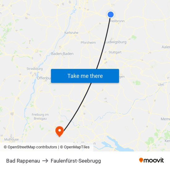 Bad Rappenau to Faulenfürst-Seebrugg map