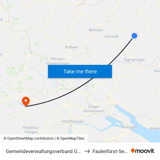 Gemeindeverwaltungsverband Gammertingen to Faulenfürst-Seebrugg map