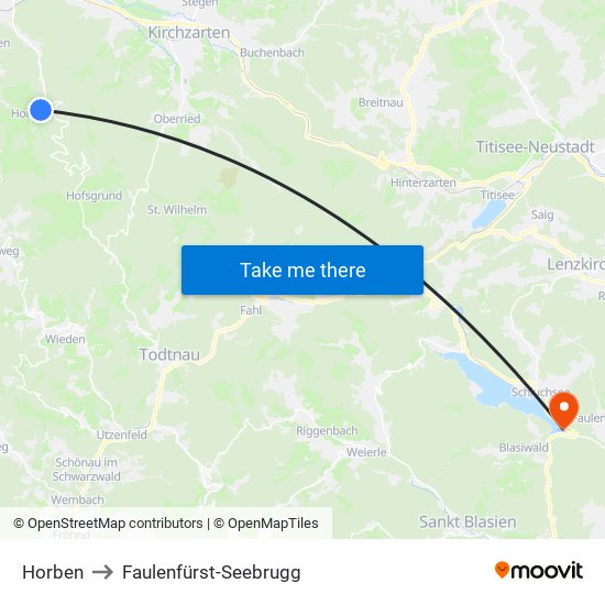 Horben to Faulenfürst-Seebrugg map