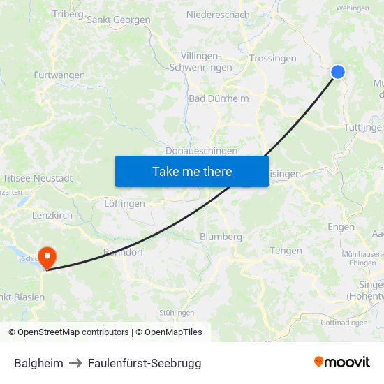Balgheim to Faulenfürst-Seebrugg map