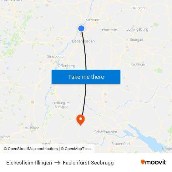 Elchesheim-Illingen to Faulenfürst-Seebrugg map