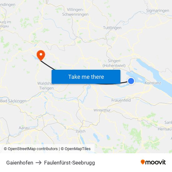 Gaienhofen to Faulenfürst-Seebrugg map