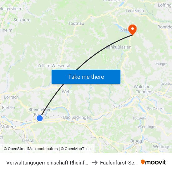 Verwaltungsgemeinschaft Rheinfelden (Baden) to Faulenfürst-Seebrugg map