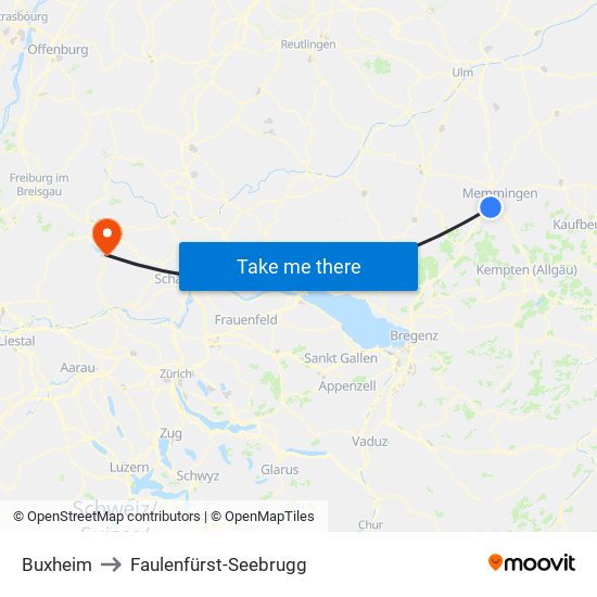 Buxheim to Faulenfürst-Seebrugg map