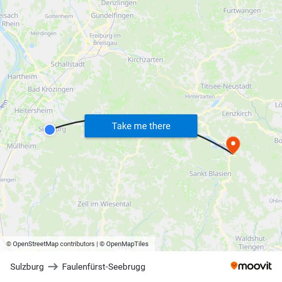 Sulzburg to Faulenfürst-Seebrugg map