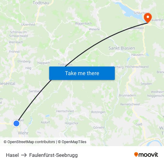 Hasel to Faulenfürst-Seebrugg map
