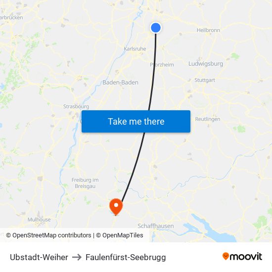 Ubstadt-Weiher to Faulenfürst-Seebrugg map