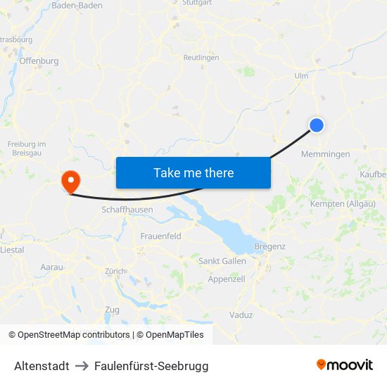 Altenstadt to Faulenfürst-Seebrugg map
