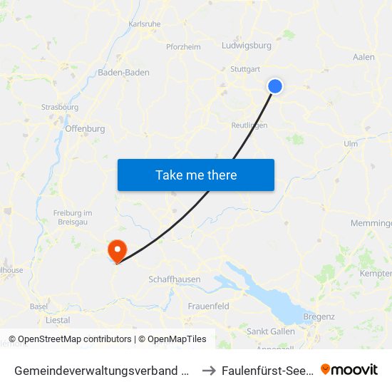 Gemeindeverwaltungsverband Plochingen to Faulenfürst-Seebrugg map