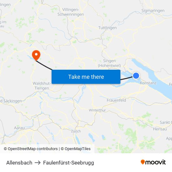 Allensbach to Faulenfürst-Seebrugg map