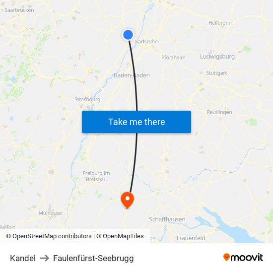Kandel to Faulenfürst-Seebrugg map
