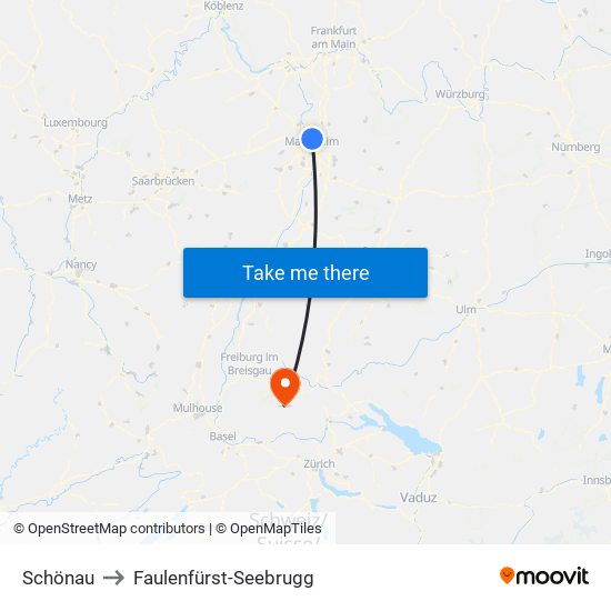 Schönau to Faulenfürst-Seebrugg map