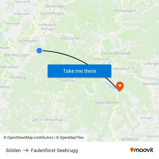 Sölden to Faulenfürst-Seebrugg map